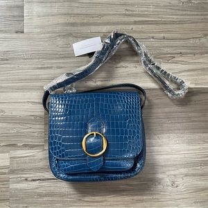 Banana Republic | NWT Crocodile Embossed Leather Saddle Bag